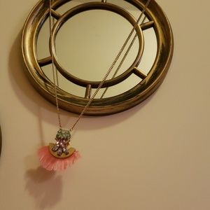 Pink tassel and jewel necklace